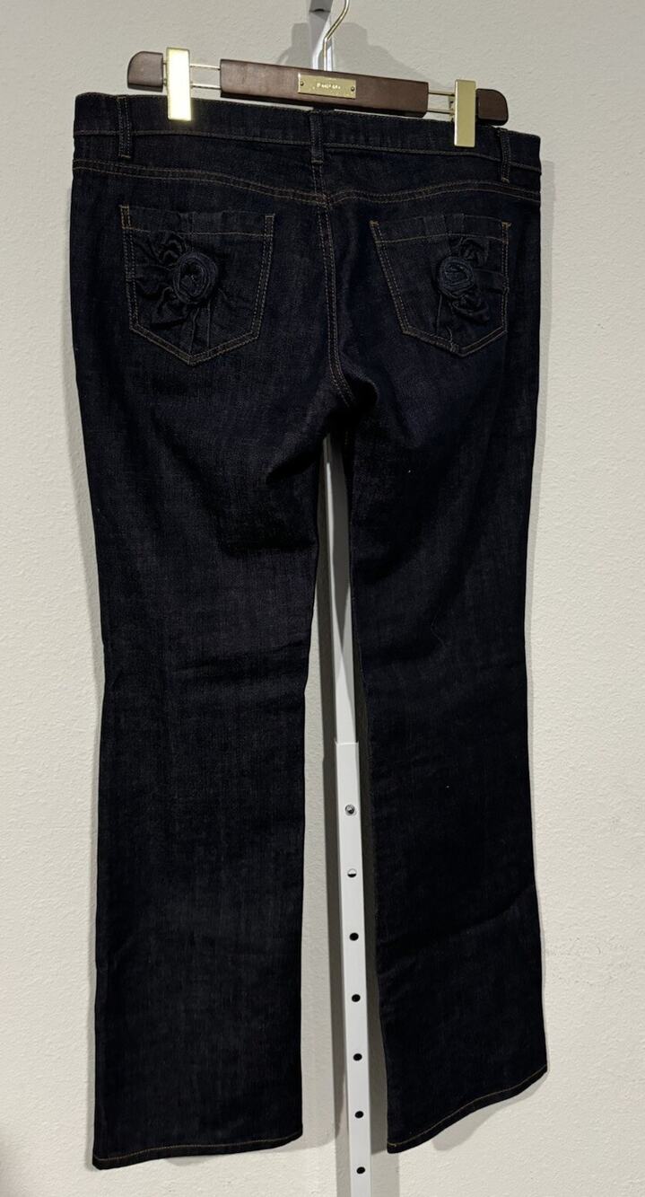 RED VALENTINO Flower Patch Pocket Dark Wash Flared Jeans Size 33